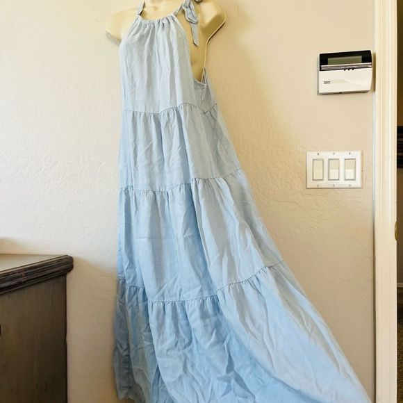 Bella Dahl Light Blue Midi Dress - Picture 4 of 8